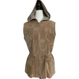 Vintage Danier Leather Suede Hooded Sleeveless Jacket Women’s US XS; UK 8 - 10
